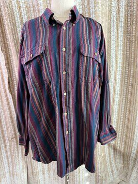 National Geographic Travel Collection Men’s XL Striped Button Down Shirt